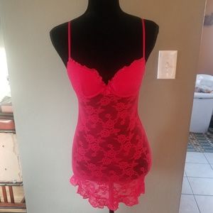 Red lace slip